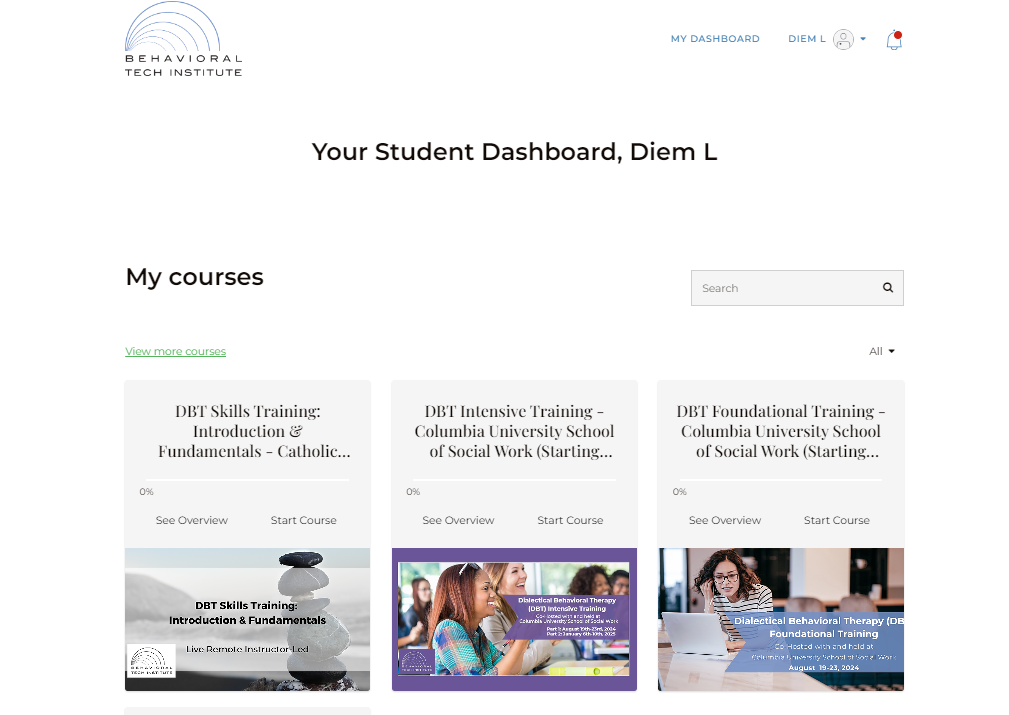 Learning Management System Behavioral Tech Institute - The World's Foremost Linehan-trained DBT Professionals
