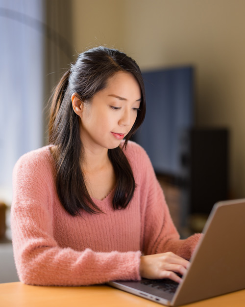Female student participating in BTech Foundational DBT training course online Female student participating in BTech Foundational DBT training course online
